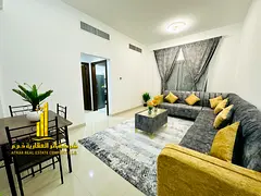 Luxury apartment, second occupancy, one bedroom, living room with open balcony. Ajman, Al Nuaimiya.