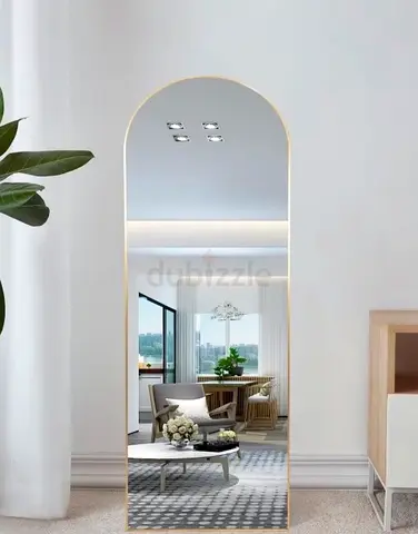 Full-Length Arched Wall Mirror with Gold Frame 180x45