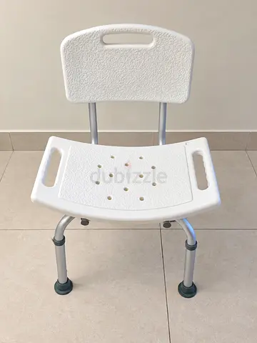 Adjustable Shower/Bath Chair with Backrest - White
