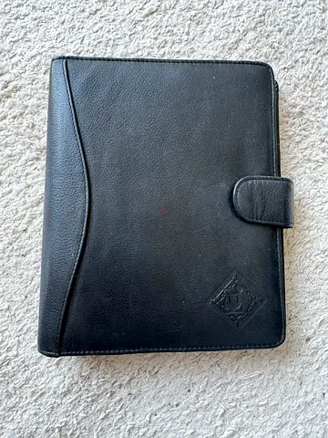Black leather folio organiser