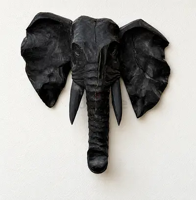 Wooden handmade elephant head large