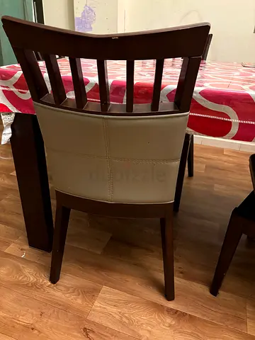 Wooden dining chair with faux leather chairs - set of 5 available