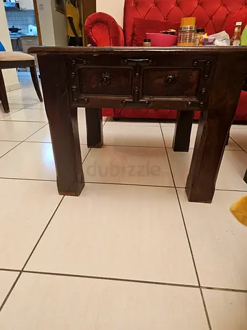 Solid Wooden Coffee Table with Carved Drawers