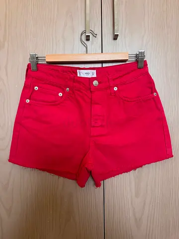 Mango Red denim high-waist shorts - size 36 (S)