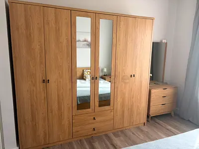 Master bedroom all furnitures 6-Door Wooden Wardrobe with Mirror Panels and Drawers