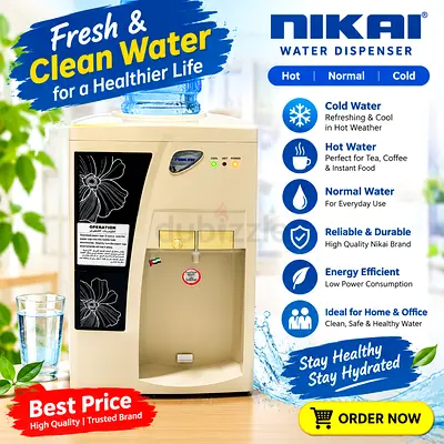 Nikai Water Dispenser - Hot, Cold & Normal Water (Desk Top)