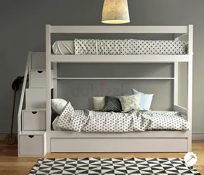 White Bunk Bed with Storage Stairs