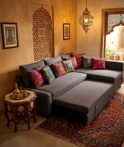 Family Size L-Shape Sofa Bed – Large Seating Area, Useful Storage,