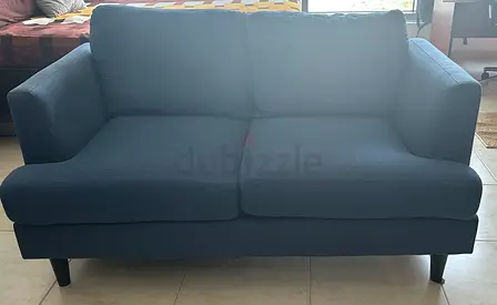 Compact 2+3 Seater Navy Blue Fabric Sofa - Good Condition
