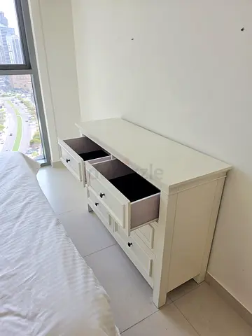 White Wooden 6-Drawer Dresser / Sideboard - Good Condition