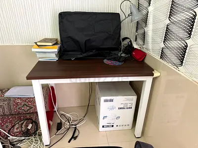 Compact Study Table with Wooden Top and White Legs - Perfect Condition