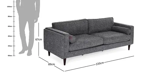3-Seater Dark Grey Fabric Sofa - Modern, Good Condition