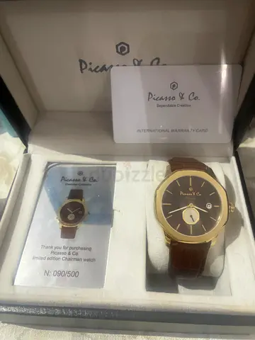 Picano & Co. men's leather strap wristwatch with box and papers