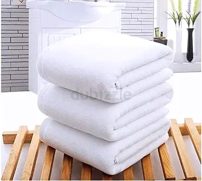 Pakistani Set of 3 White best quality Cotton Bath Towels - Soft & Thick