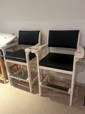 Set of 2 Bar/Counter snooker Stools with Black Cushions (Wooden Frame)