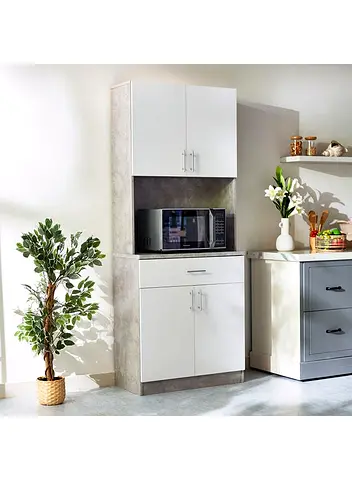 Modern Kitchen Storage Cabinet with Microwave Space