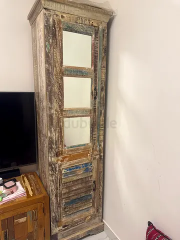 Rustic Reclaimed Wood Entertainment Console with Mirrors from Lucky