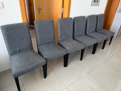 IKEA Set of 6 Grey Upholstered Dining Chairs