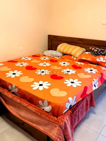 Wooden Bed Frame with Mattress & Storage – Good Condition