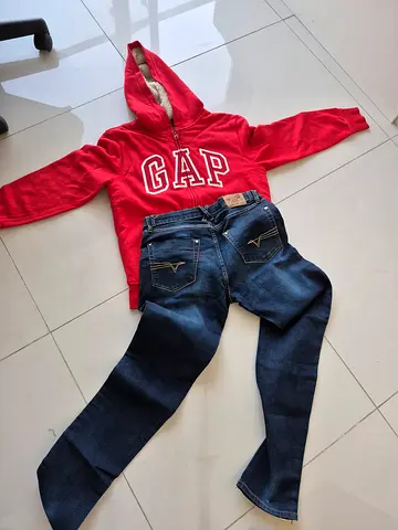 Red GAP hoodie with kids denim jeans - size small (children)