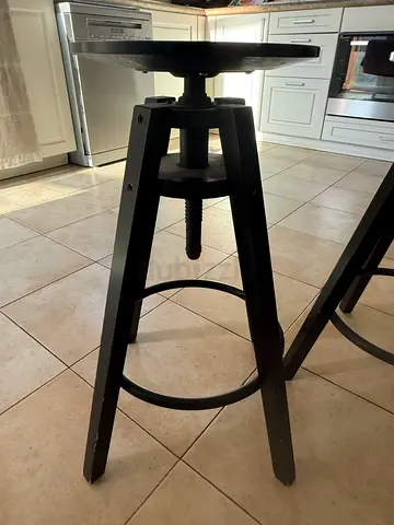 Solid Wood Adjustable Bar Stool - Dark Finish