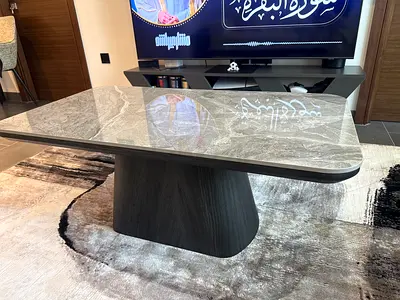 (With FREE Side table)Grey Marble coffee table