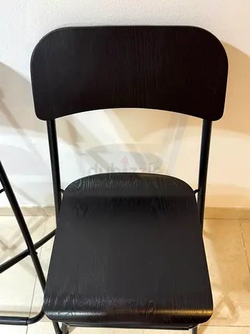 Set of 2 Black Wooden Seat Counter/Bar Stools - Good Condition