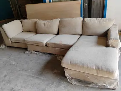 Beige Upholstered Sofa - seven seater