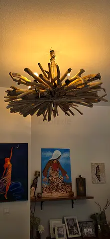 Handmade Driftwood Chandelier - Natural Rustic Pendant Light