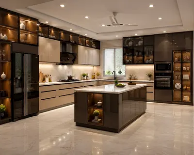 Modern Kitchen Cabinet Set and Island