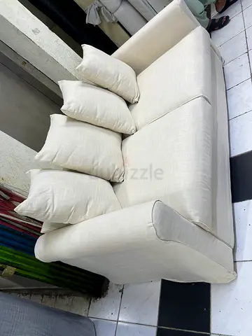 Beige 3-Seater Sofa with Cushions - Good Condition