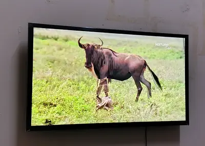 32inch Samsung Smart LED TV mounted on wall - good working condition with remote