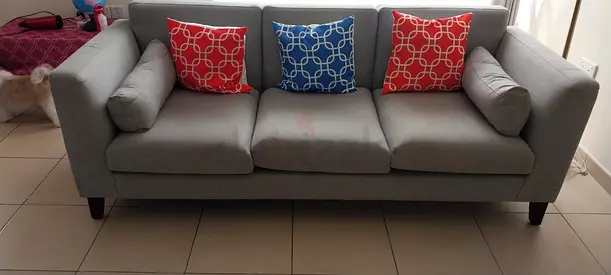 Light grey 3-seater sofa with cushions - good condition