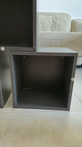 Set of 3 Black Cube Wall Shelves / Display Boxes - Good Condition