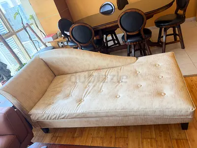 Cream Fabric Chaise Lounge Sofa - Right Arm