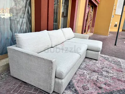 Crate Barrel Lounge Deep L shape Sofa Beige