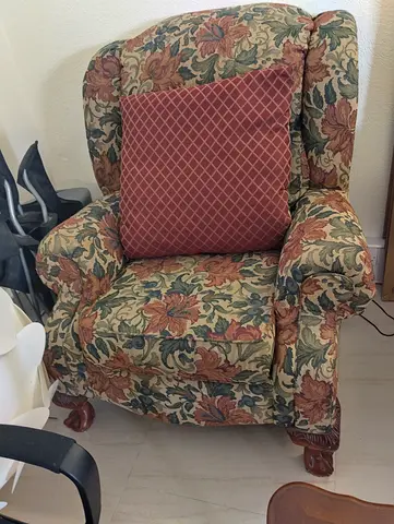 Vintage Floral Armchair with Cushion