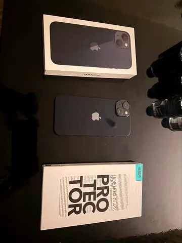 iPhone 13 Midnight with Original Box + New Tempered Glass Protector