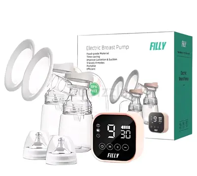 Electric Double Breast Pump with Digital Display and bottle