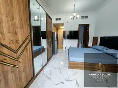 Spacious furnished studio apartment with gym, swimming pool, garden, private parking, balcony, sea v