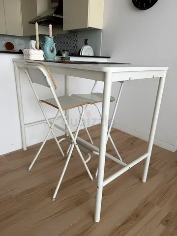 IKEA Bar Table Set with 2 Folding Stools