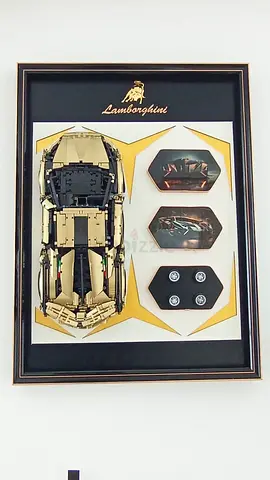 Gold Lamborghini Building Blocks Car Model Framed Display