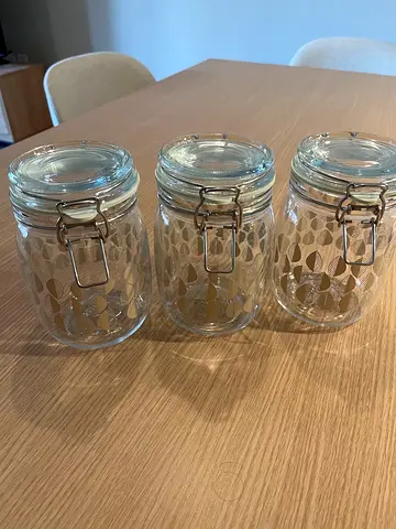 Set of 3 Glass Airtight Clip-Top Storage Jars - Small