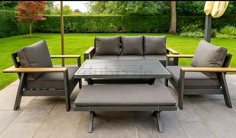 Outdoor 4-Seater Garden Sofa Set with Coffee Table and Cushions