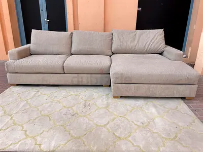 Comfortable pottery barn feather filled sofa