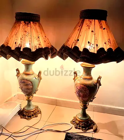Pair of Exquisite Antique Italian Porcelain & Bronze Table Lamps Empire/Napoleon III Style