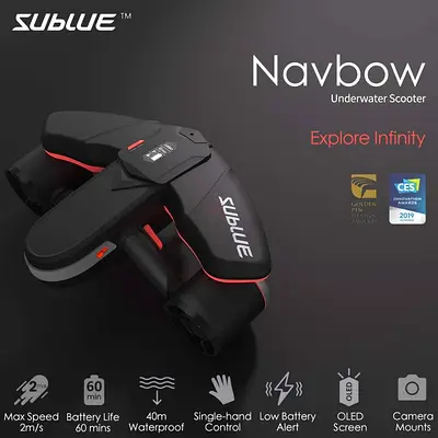 Windek Sublue Navbow Smart Underwater Scooter with Action Camera Mount OLED Display 40M Waterp - NEW