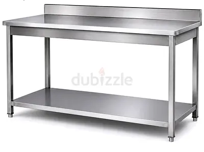 Professional Stainless Steel Commercial Kitchen Work Table with Backsplash and Undershelf