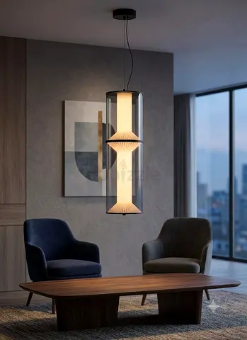 Modern Cylindrical Glass Pendant Light