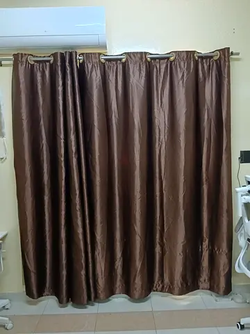 Brown blackout curtains with eyelet rings - 2 panels